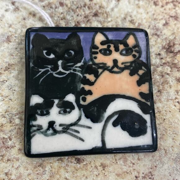 Vintage NWT handmade square cat pin or brooch - Picture 1 of 3